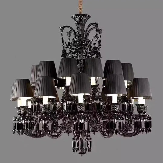 Black Crystal Chandelier for Dining Room and Bedroom Lighting