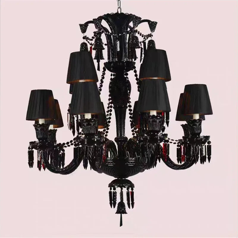 Black Crystal Chandelier for Dining Room and Bedroom Lighting