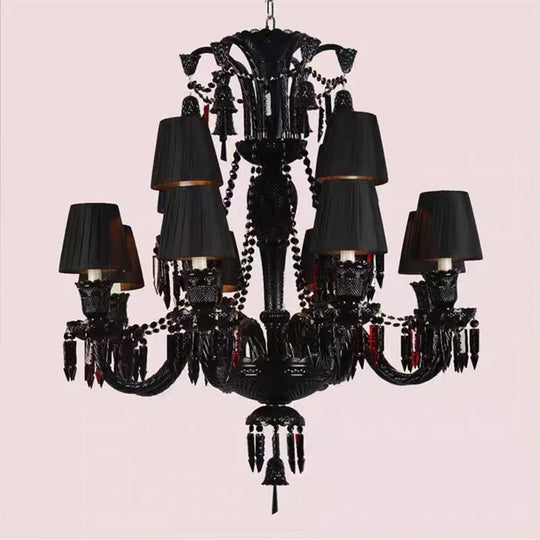 Black Crystal Chandelier for Dining Room and Bedroom Lighting