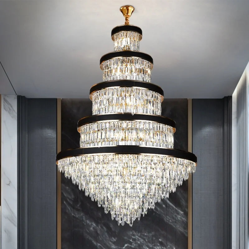 Luxury Crystal Pendant Chandelier for Duplex and Hotel Lobby
