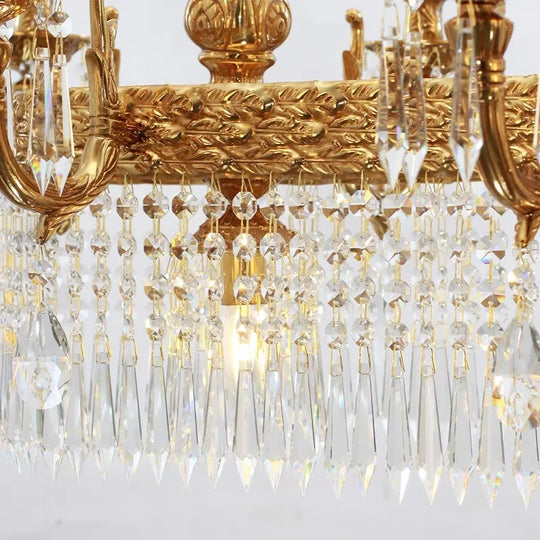 European Copper Crystal Chandelier 8-Light Pendant