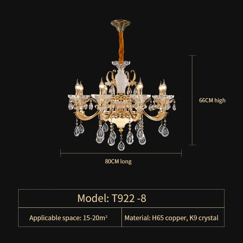 Crystal Candle Chandelier for Living Room and Dining Area