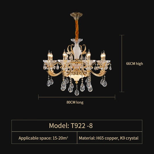 Crystal Candle Chandelier for Living Room and Dining Area