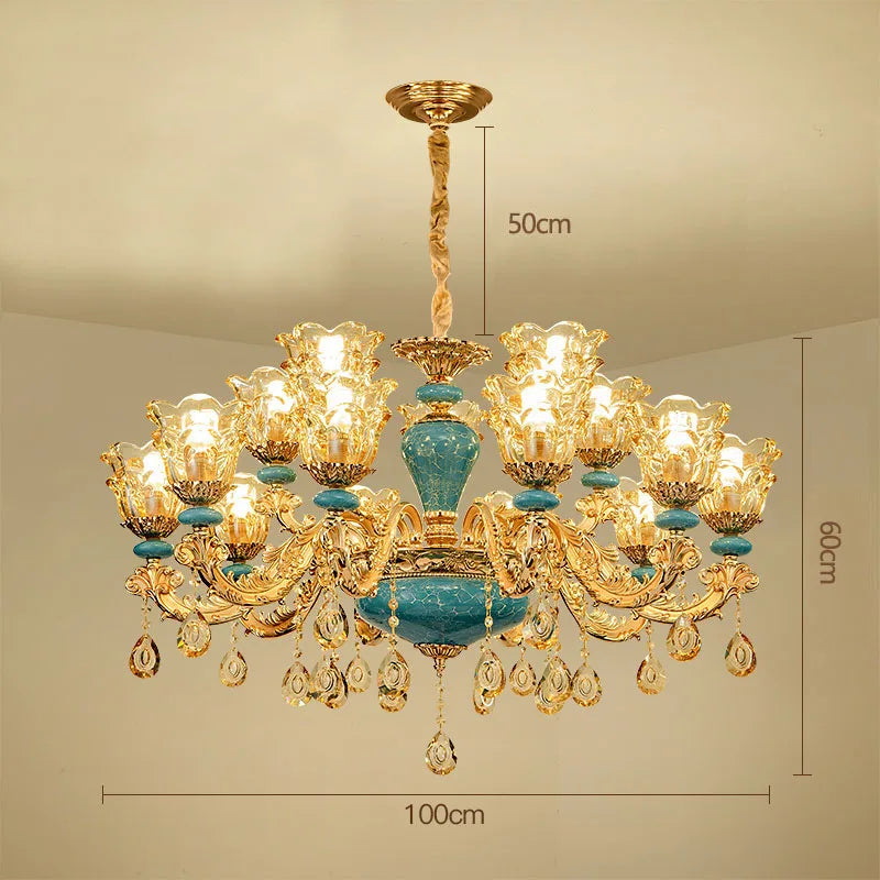 European Luxury Crystal Chandelier Light for Living Room and Bedroom
