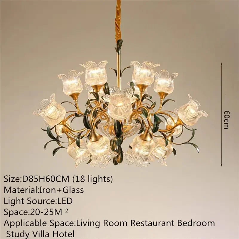 French Retro Crystal Pendant Light for Living Room and Restaurant