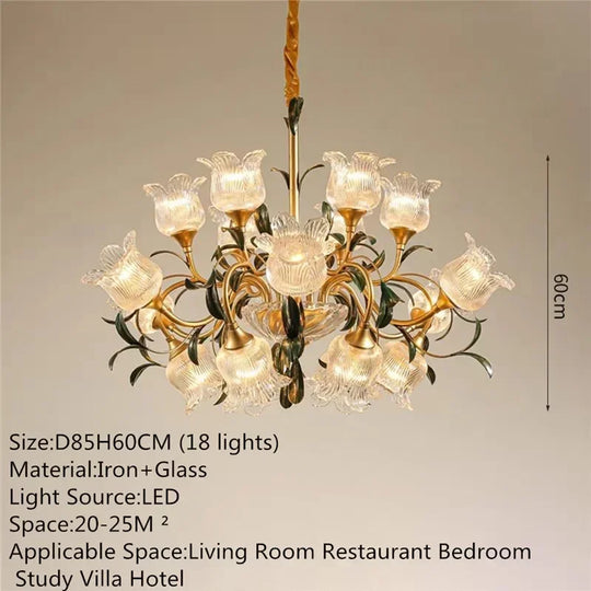 French Retro Crystal Pendant Light for Living Room and Restaurant