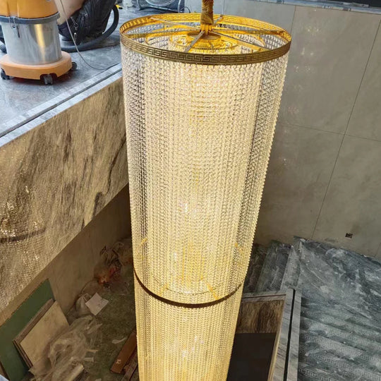 Spiral Staircase Crystal Chandelier for Villa and Hotel Lobby