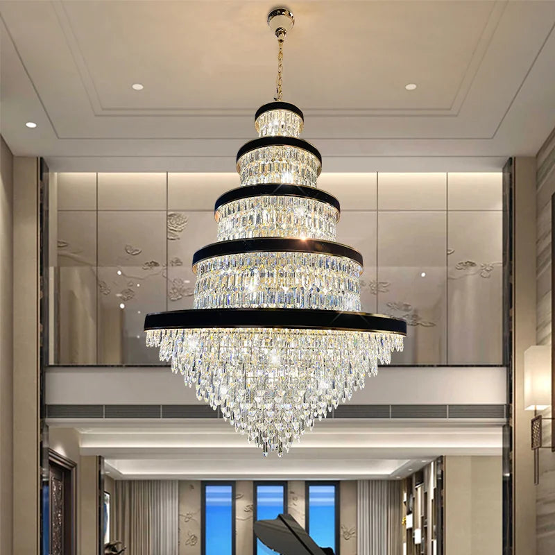 Luxury Crystal Pendant Chandelier for Duplex and Hotel Lobby