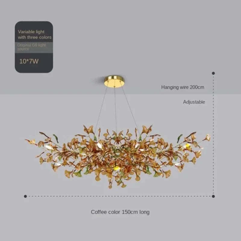 Luxury Ginkgo Leaf Glass Branch Chandelier