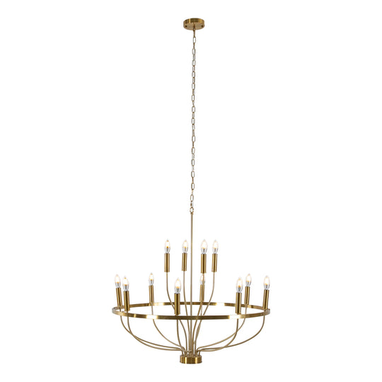 60W Rustic Candle-Style Round Chandelier for Dining Room and Café