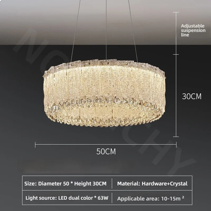 Luxury Gold Crystal Pendant Lamp for Living and Dining Room