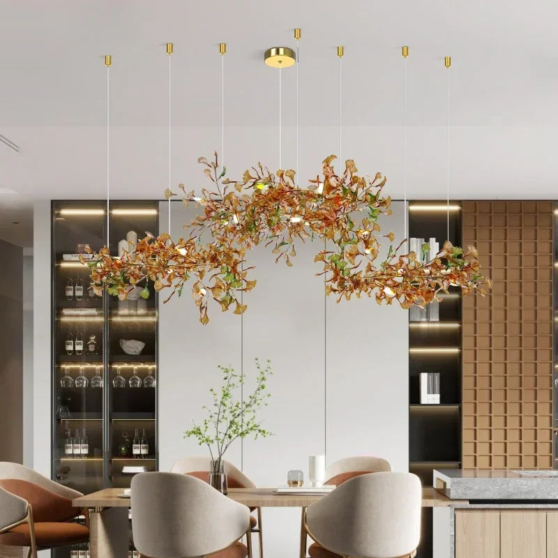 Luxury Ginkgo Leaf Glass Branch Chandelier