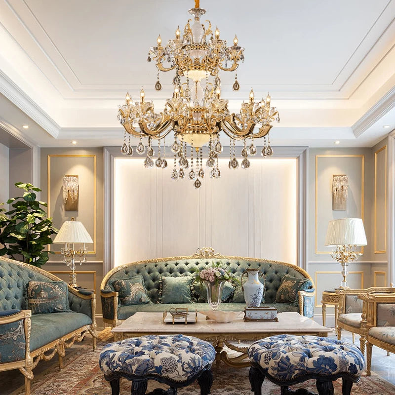 Crystal Candle Chandelier for Living Room and Dining Area