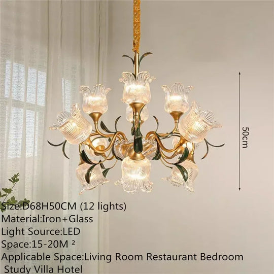 French Retro Crystal Pendant Light for Living Room and Restaurant