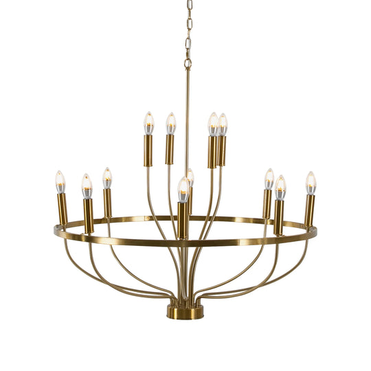 60W Rustic Candle-Style Round Chandelier for Dining Room and Café