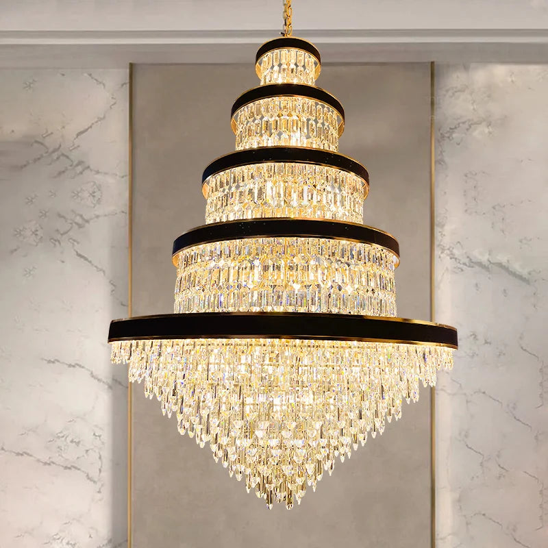 Luxury Crystal Pendant Chandelier for Duplex and Hotel Lobby