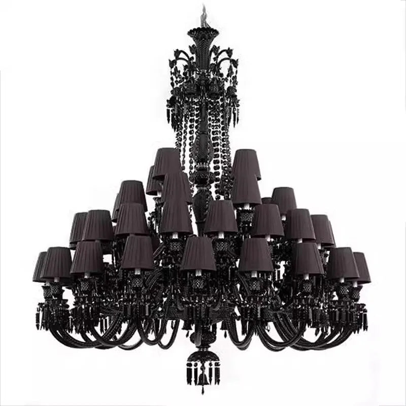 Black Crystal Chandelier for Dining Room and Bedroom Lighting