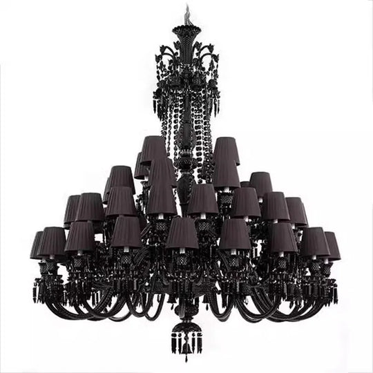 Black Crystal Chandelier for Dining Room and Bedroom Lighting