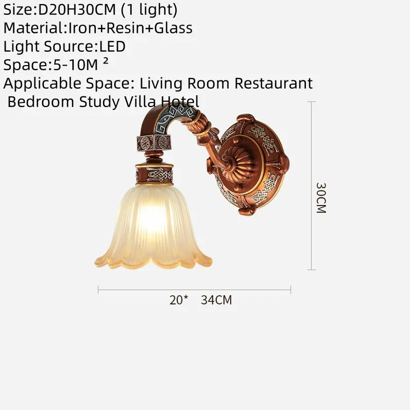 European Luxury Retro Iron Chandelier with Frosted Glass