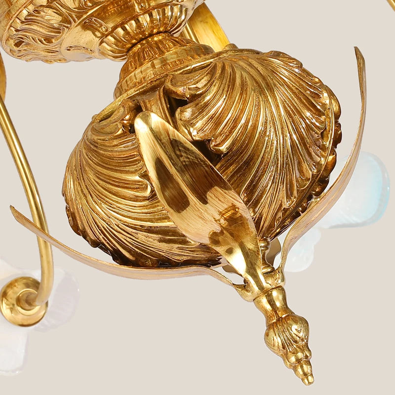 Luxury Brass Ceramic Retro Chandelier for Living and Dining