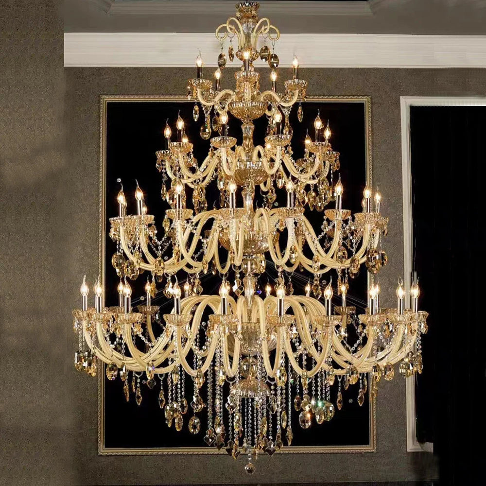 Duplex Crystal Candle Chandelier for Living Room and Staircase