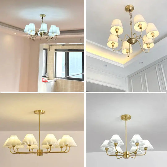 Modern LED Fabric Chandelier Light for Living and Dining Room
