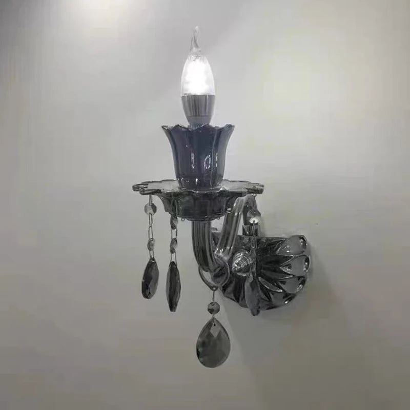 Smoky Gray Crystal Chandelier for Foyer and Staircase Lighting