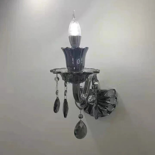 Smoky Gray Crystal Chandelier for Foyer and Staircase Lighting