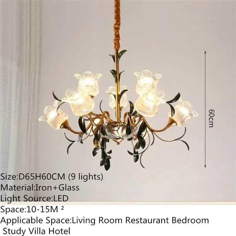 French Retro Crystal Pendant Light for Living Room and Restaurant