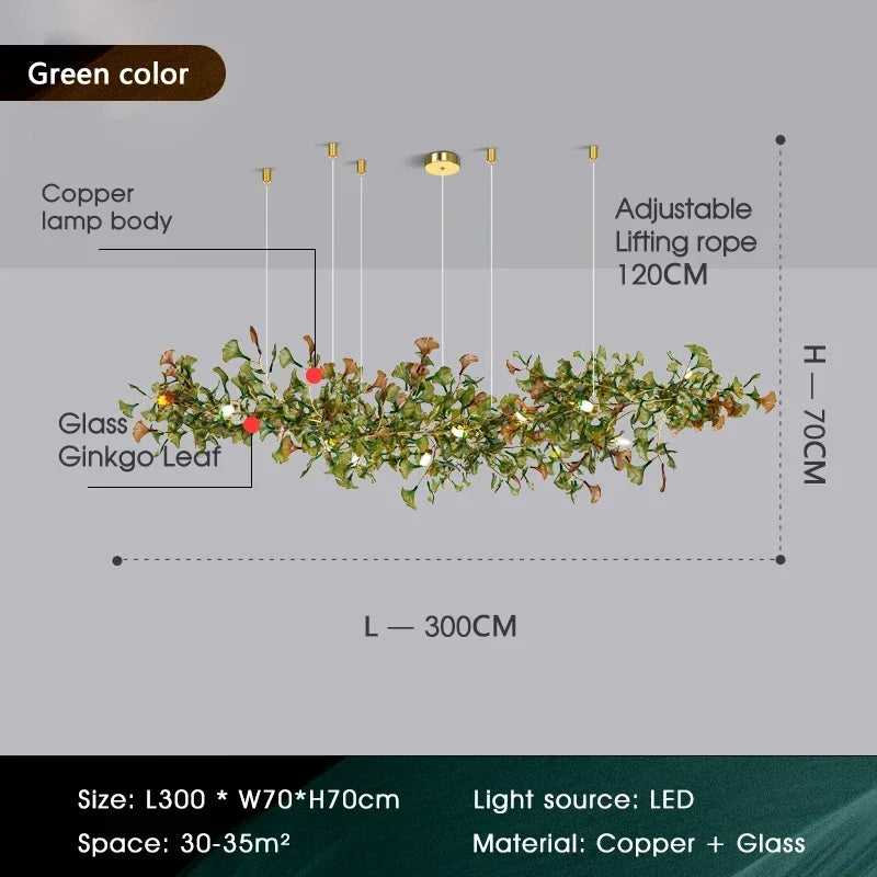 Luxury Ginkgo Leaf Glass Branch Chandelier