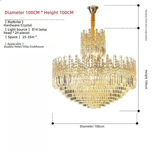 Crystal Chandelier for Duplex Hall and Staircase Lighting