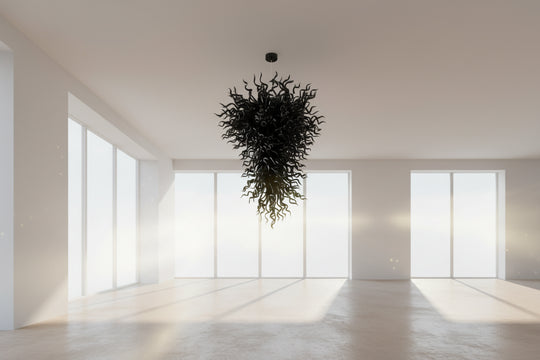 Large Black Hand Blown Glass Pendant Lamp for Statement Lighting