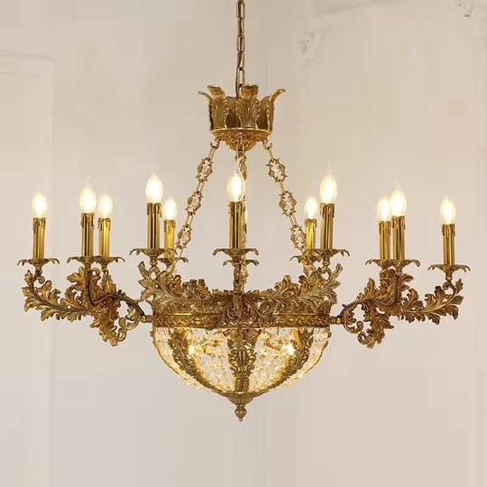 Baroque 9-Candle Copper Crystal Chandelier