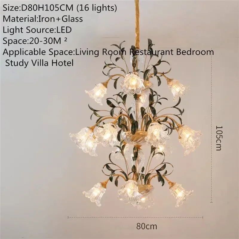 French Retro Crystal Pendant Light for Living Room and Restaurant