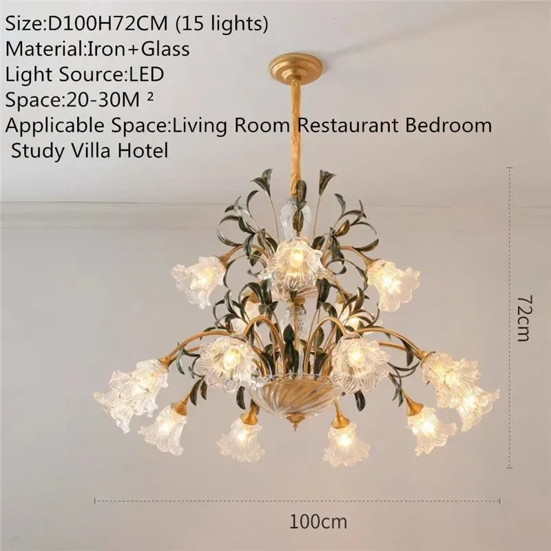 French Retro Crystal Pendant Light for Living Room and Restaurant