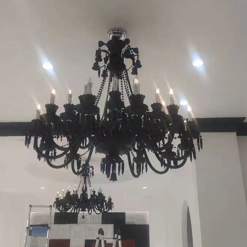 Black Crystal Chandelier for Dining Room and Bedroom Lighting