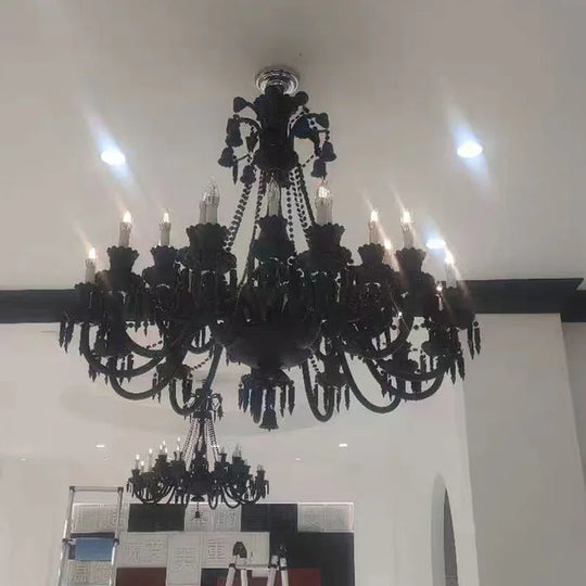 Black Crystal Chandelier for Dining Room and Bedroom Lighting