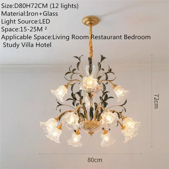 French Retro Crystal Pendant Light for Living Room and Restaurant