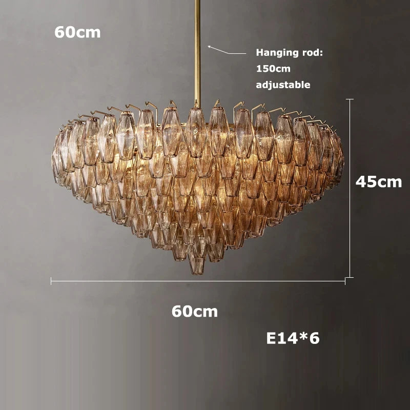Retro Champagne Pendant Light for Large Living Room Lighting
