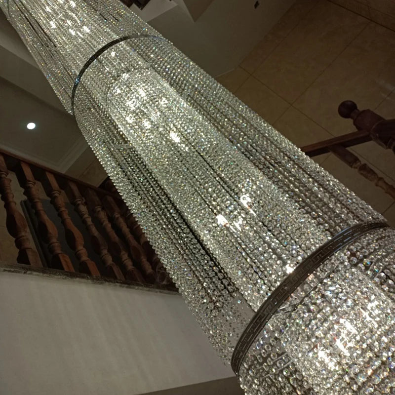 Spiral Staircase Crystal Chandelier for Villa and Hotel Lobby