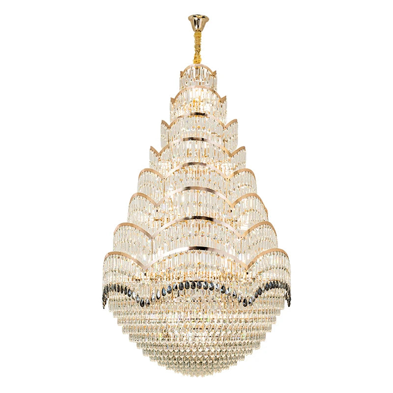 Grand Crystal Mezzanine Pendant Chandelier for High Ceiling Spaces