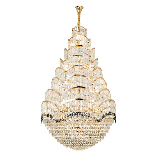 Grand Crystal Mezzanine Pendant Chandelier for High Ceiling Spaces