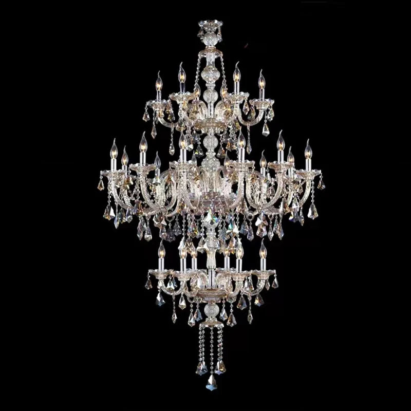 3 Layer Large Crystal Chandelier for Staircase and Hotel Lobby