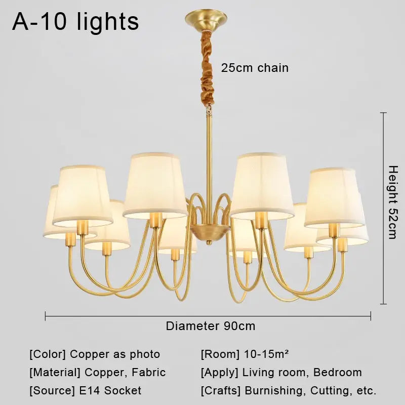 Modern LED Fabric Chandelier Light for Living and Dining Room