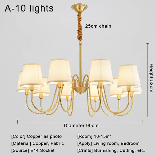 Modern LED Fabric Chandelier Light for Living and Dining Room