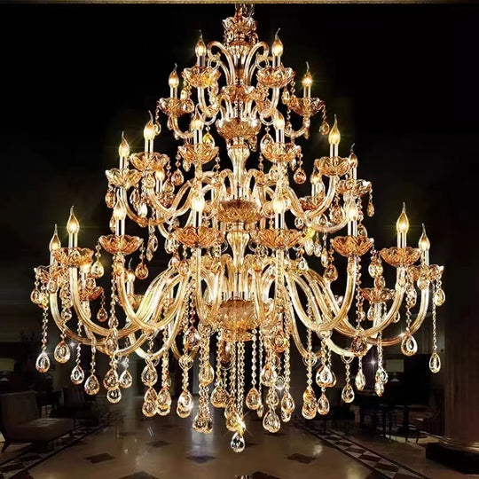 Luxury Crystal Candle Chandelier for Penthouse Hall and Staircase