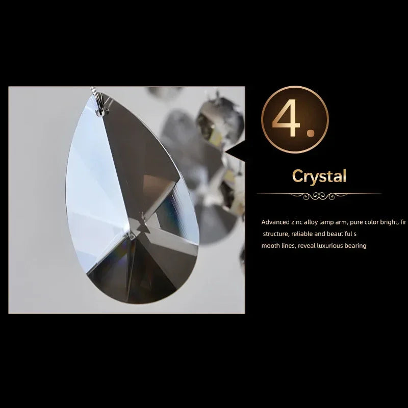 ELARA European Luxury Crystal Pendent Lamp Smoke Gray Living Room Restaurant Bedroom Villa Hotel Western Restaurant Chandelier