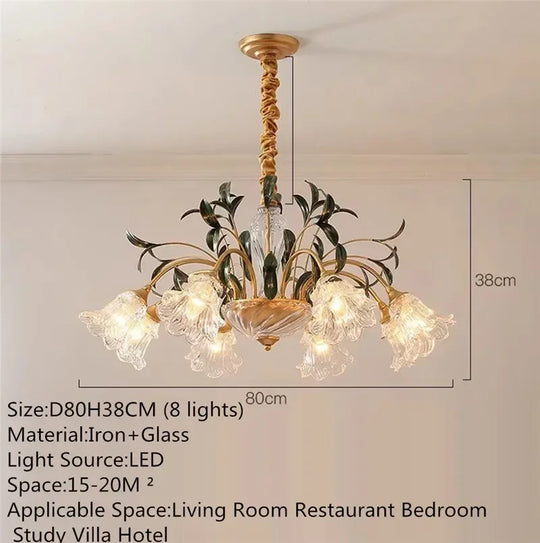 French Retro Crystal Pendant Light for Living Room and Restaurant