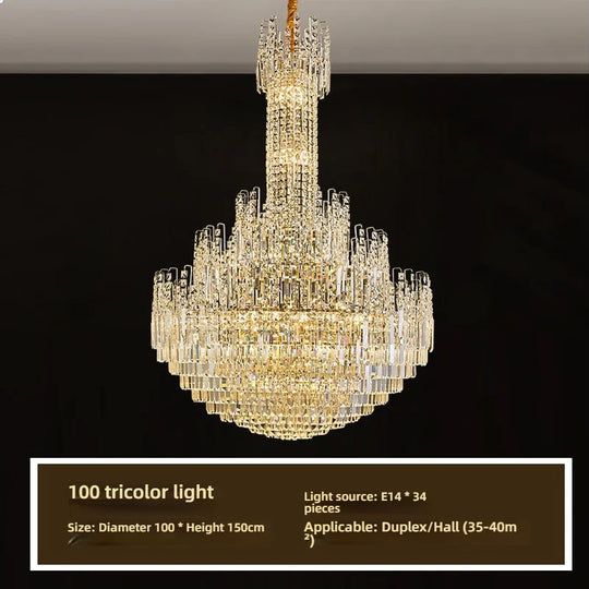 Crystal Chandelier for Duplex Hall and Staircase Lighting
