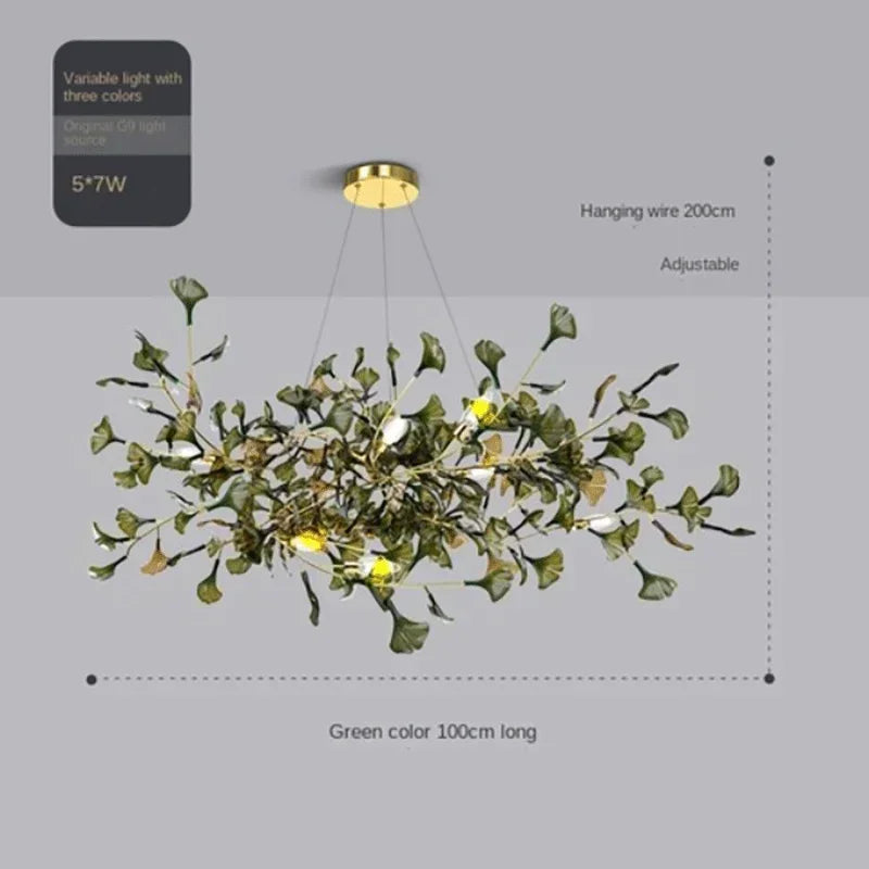 Luxury Ginkgo Leaf Glass Branch Chandelier